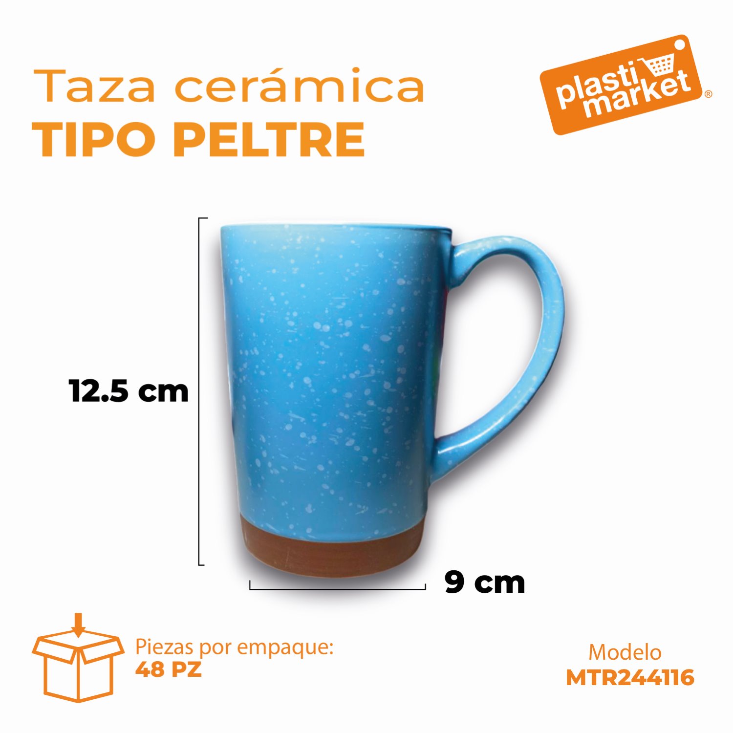 MTR244116 TAZA DE CERAMICA TIPO PELTRE