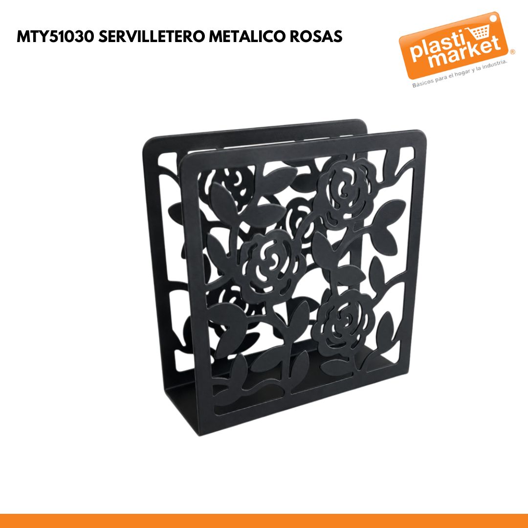 MTY51030 SERVILLETERO METALICO ROSAS