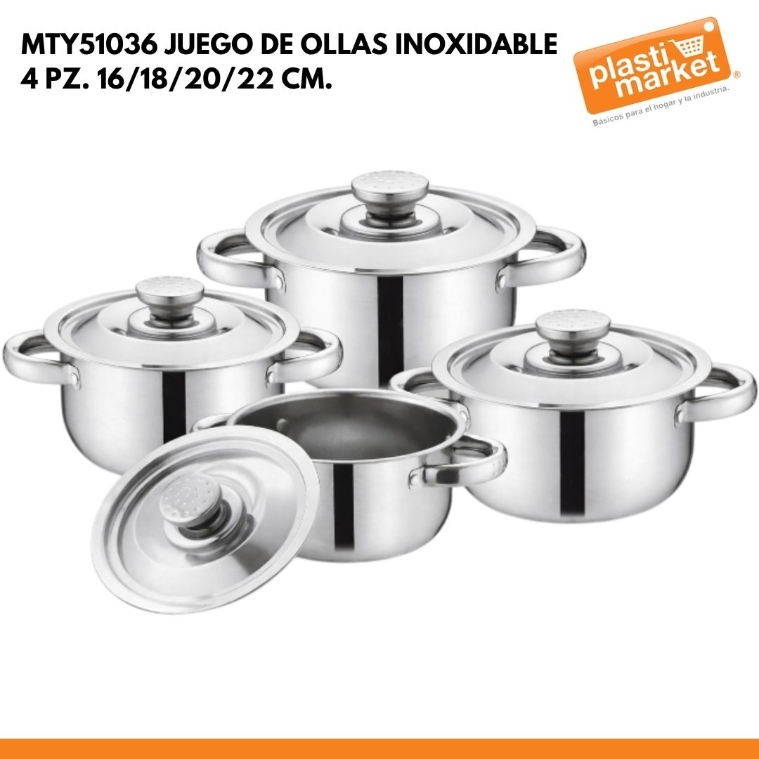 MTY51036 JUEGO DE OLLAS SOUP POT 4 PZ. 16/18/20/22 CM.