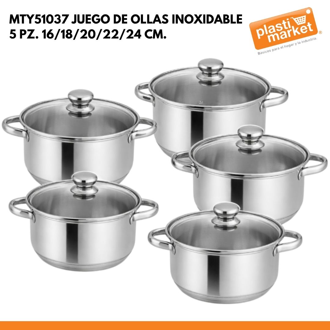 MTY51037 JUEGO DE OLLAS SOUP POT 5 PZ. 16/18/20/22/24 CM.