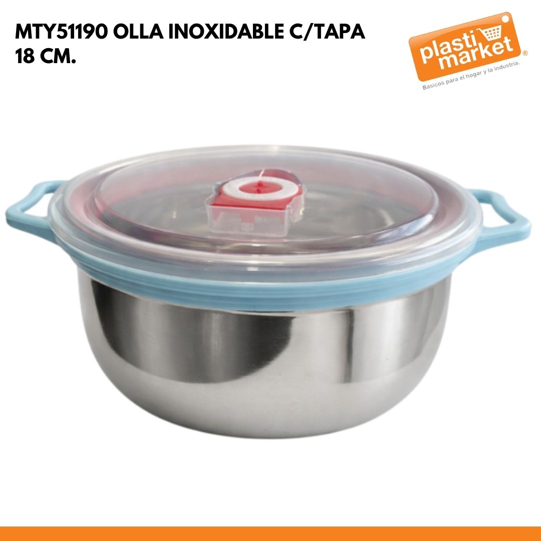 MTY51190 OLLA INOXIDABLE C/TAPA 18 CM.