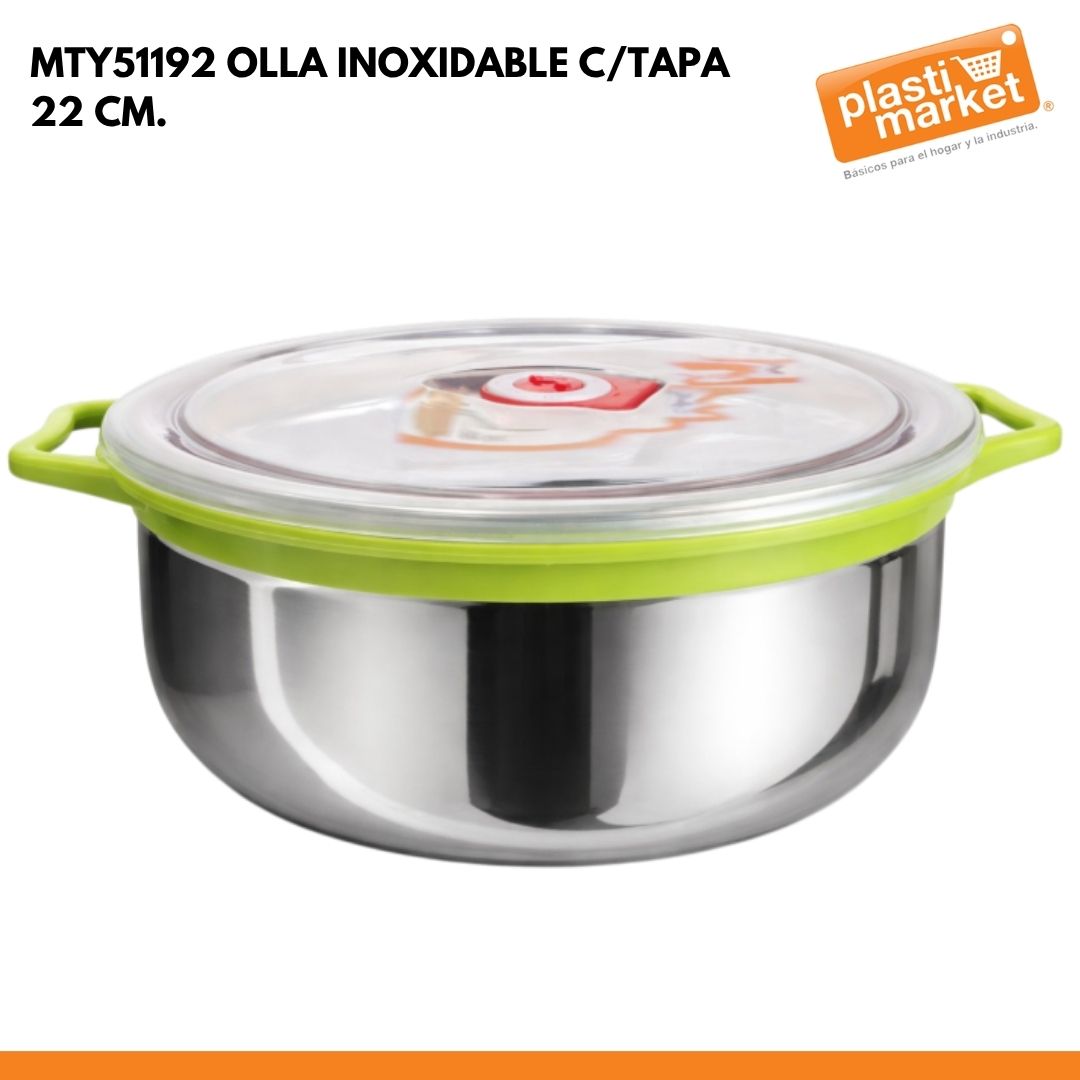 MTY51192 OLLA INOXIDABLE C/TAPA 22 CM.