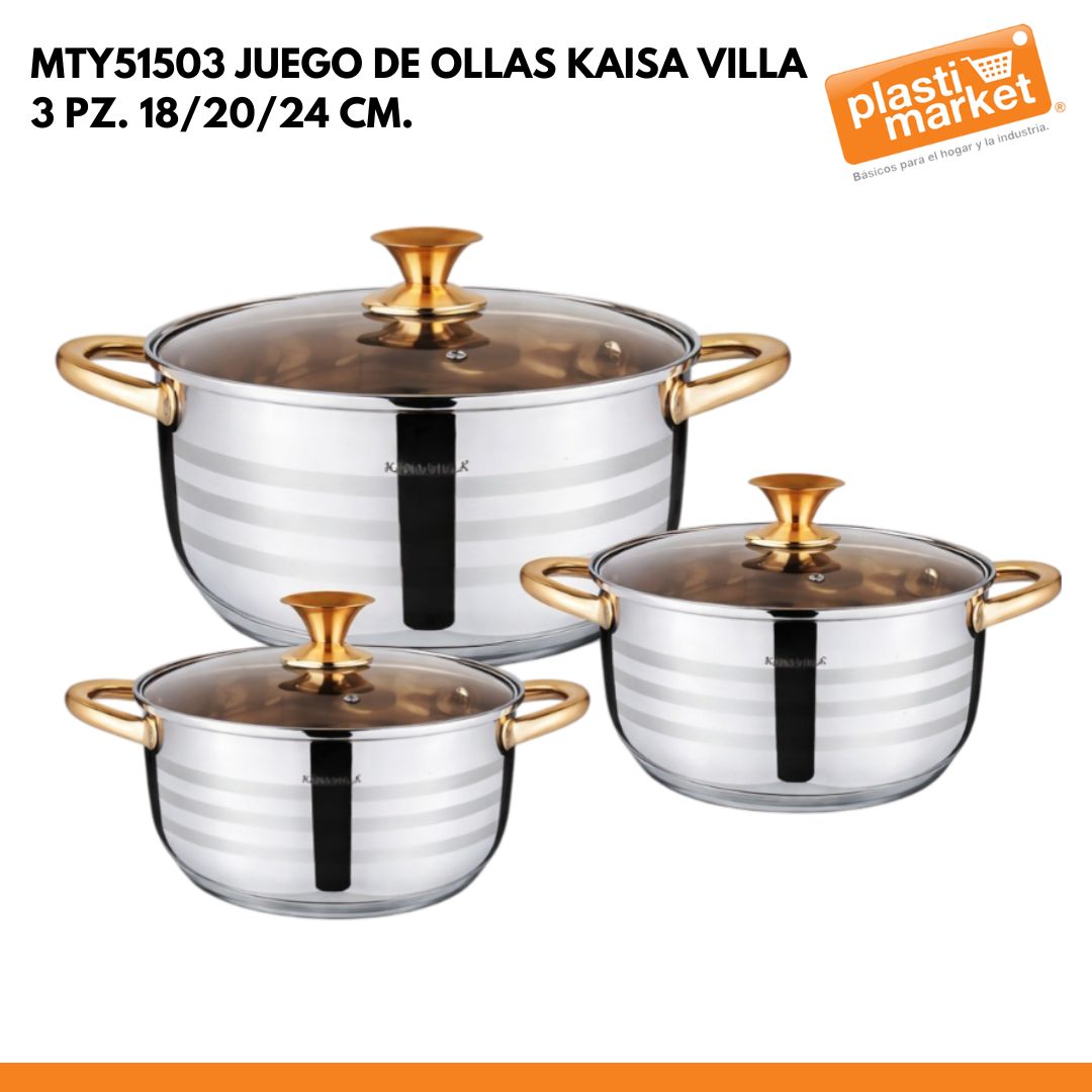 MTY51503 JUEGO DE OLLAS KAISA VILLA 3 PZ. 18/20/24 CM.