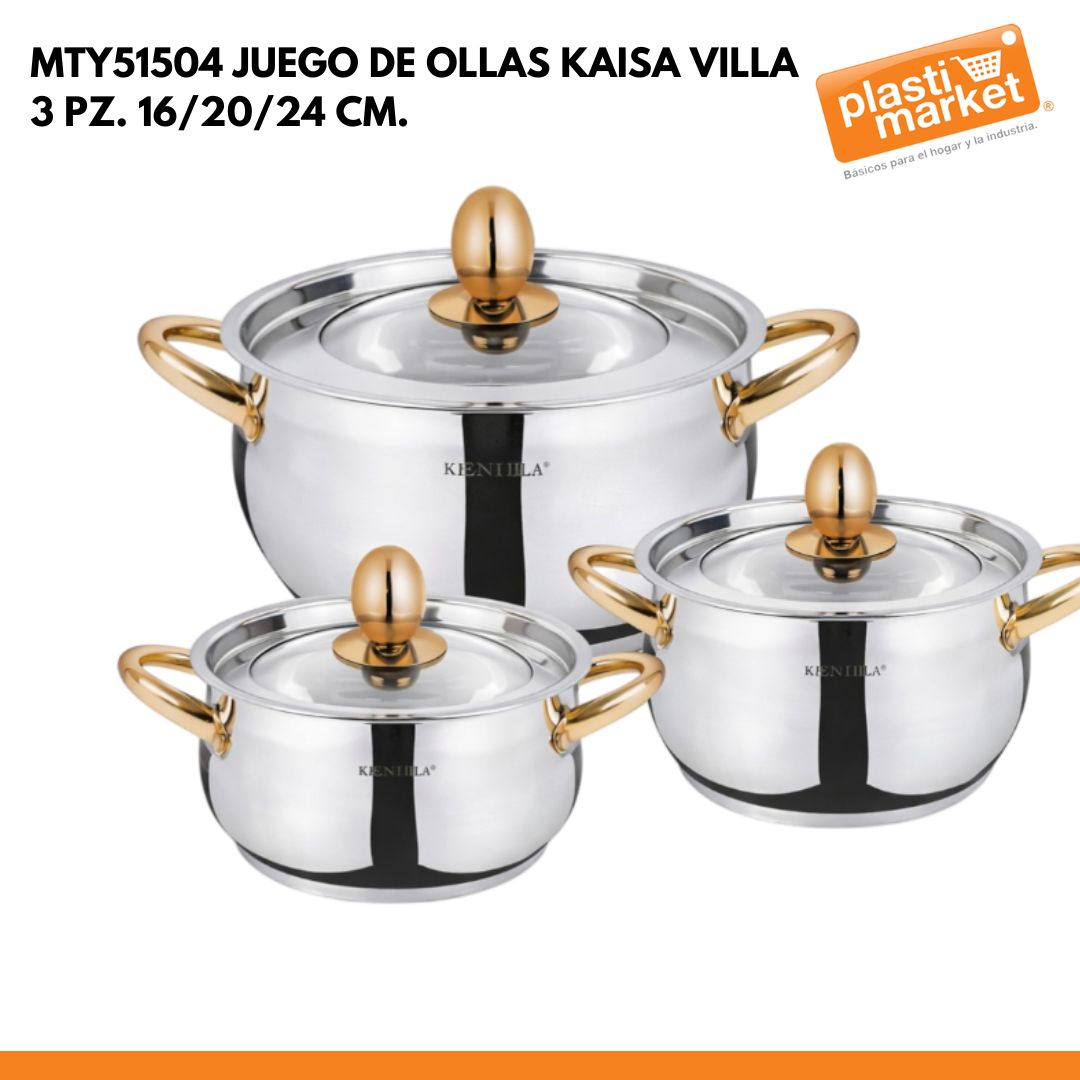 MTY51504 JUEGO DE OLLAS KAISA VILLA 3 PZ. 16/20/24 CM.