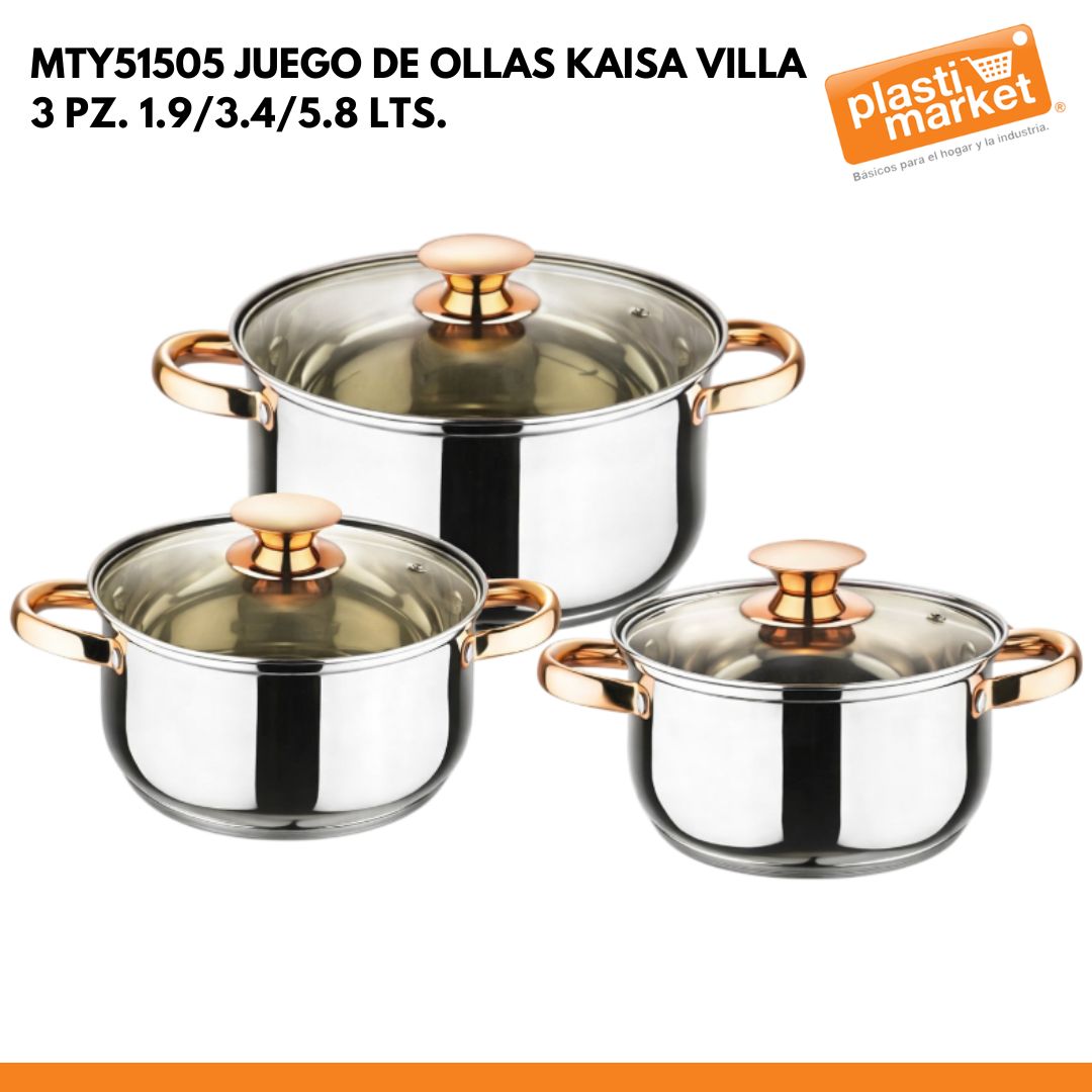 MTY51505 JUEGO DE OLLAS KAISA VILLA 3 PZ. 1.9/3.4/5.8 LTS.