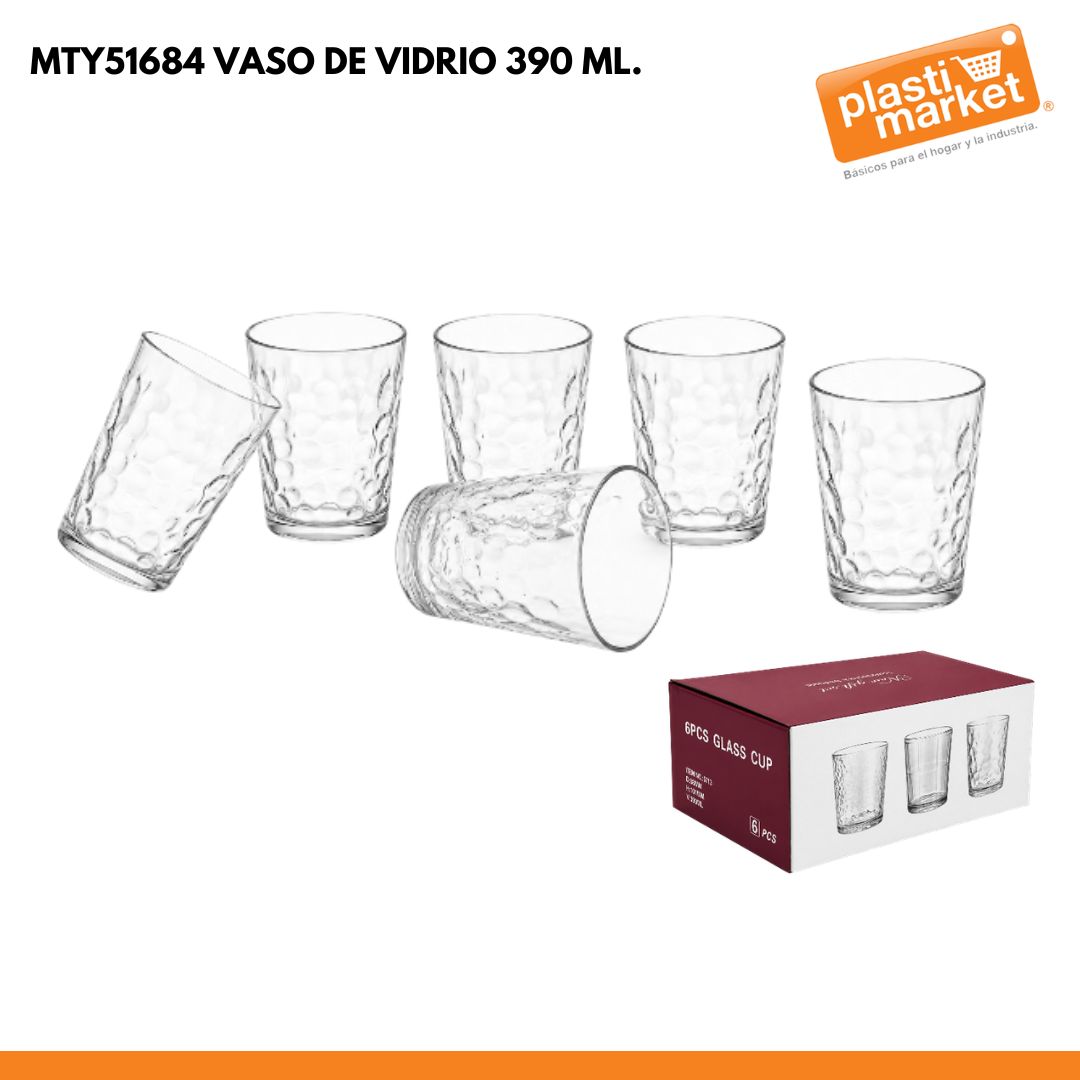 MTY51684 VASO DE VIDRIO 390 ML. C/UNO