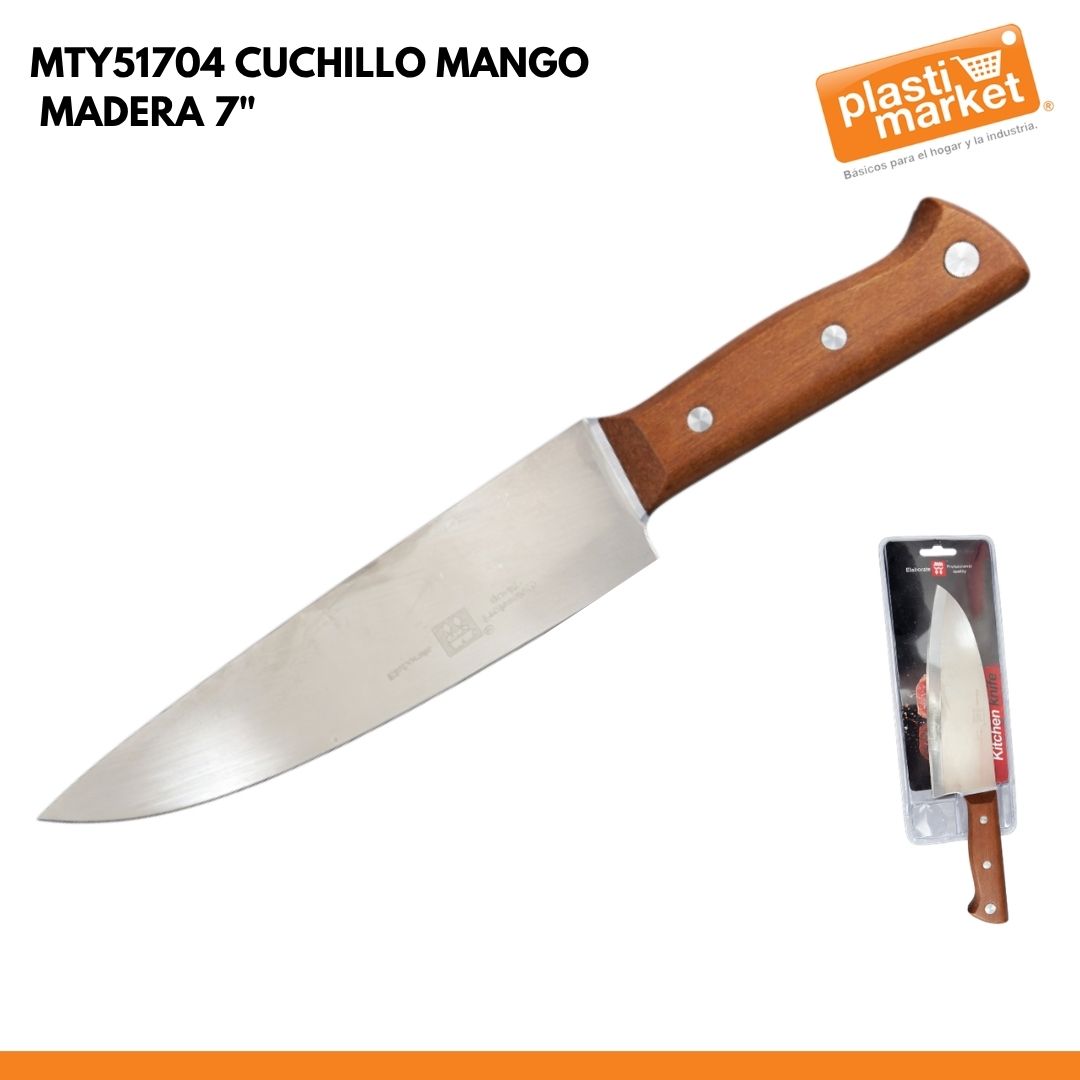 MTY51704 CUCHILLO MANGO MADERA 7"
