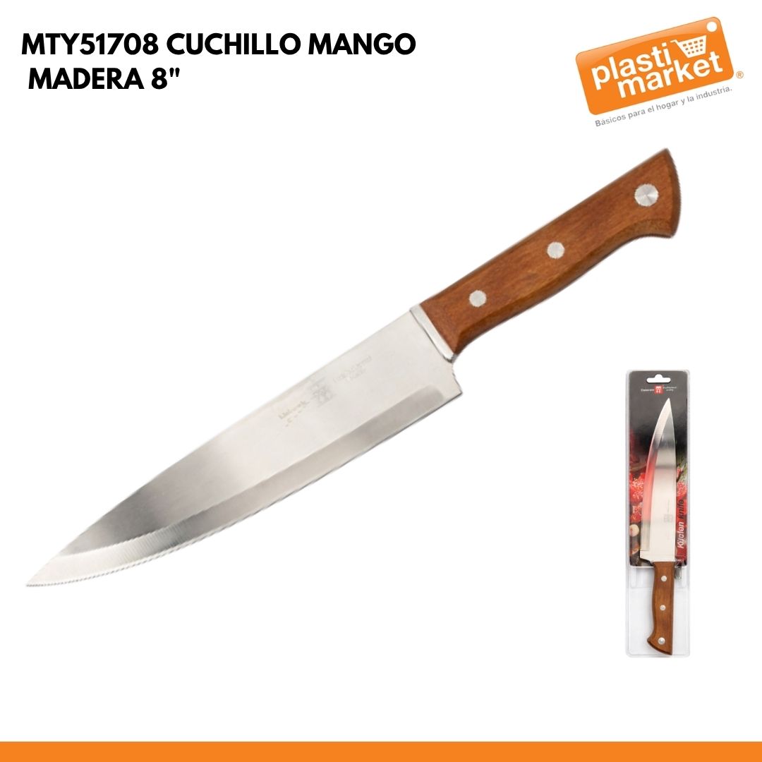 MTY51708 CUCHILLO MANGO MADERA 8"
