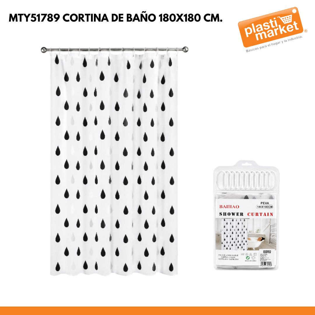 MTY51789 CORTINA DE BAÑO 180X180 CM.