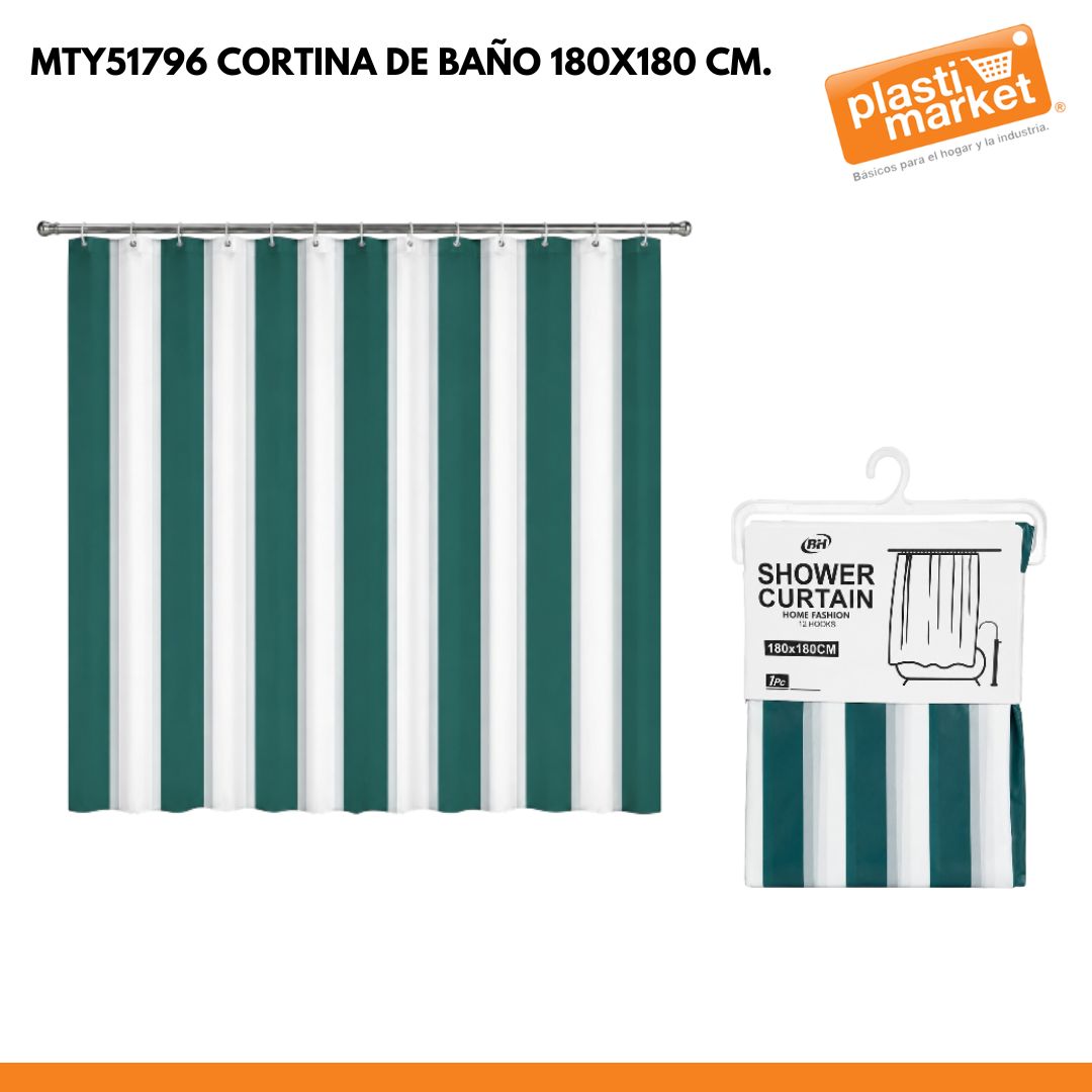 MTY51796 CORTINA DE BAÑO 180X180 CM.