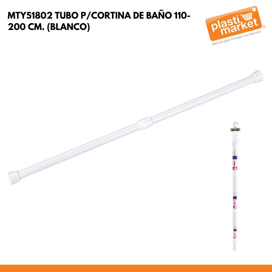 MTY51802 TUBO P/CORTINA DE BAÑO 110-200 CM. (BLANCO)