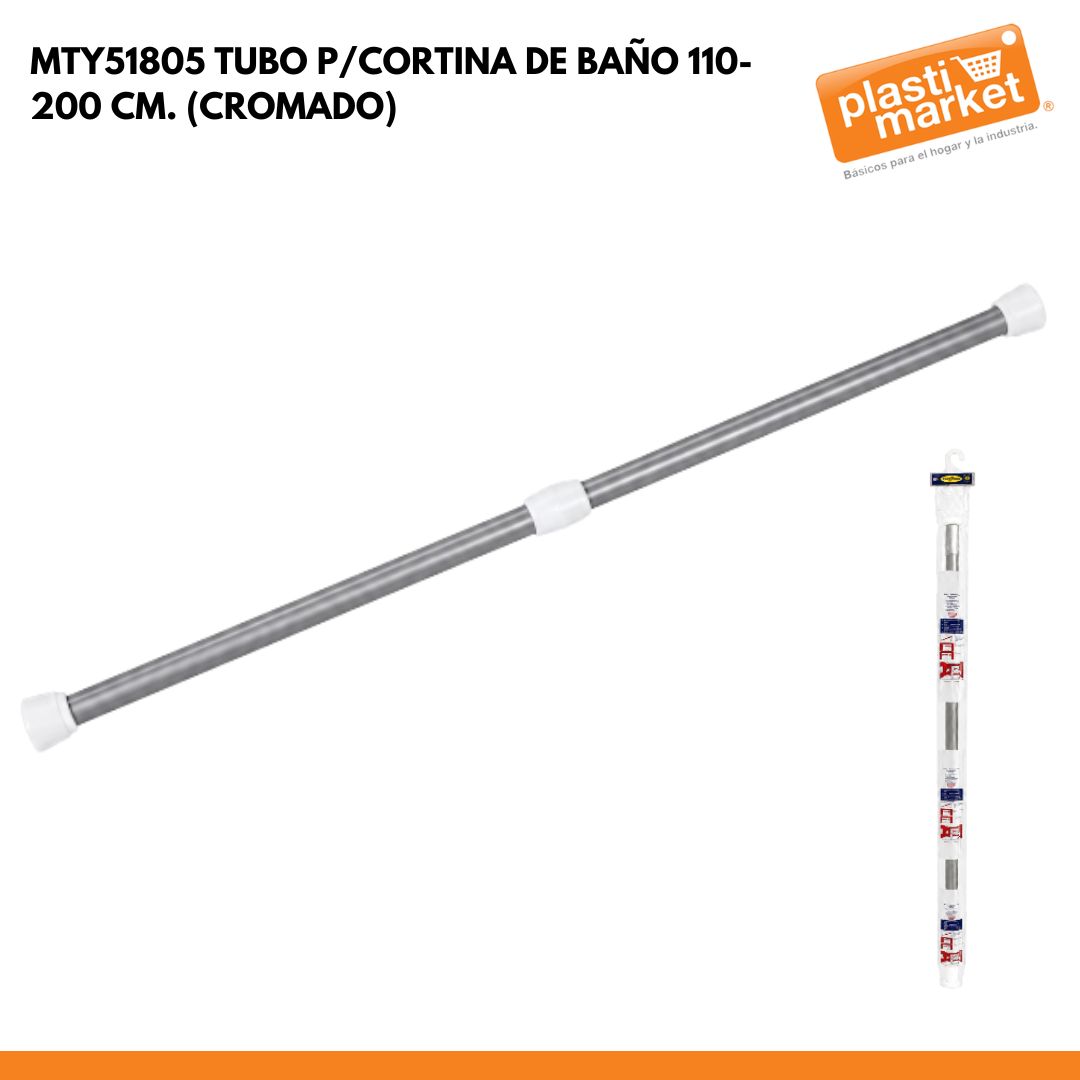 MTY51805 TUBO P/CORTINA DE BAÑO 110-200 CM. (CROMADO)