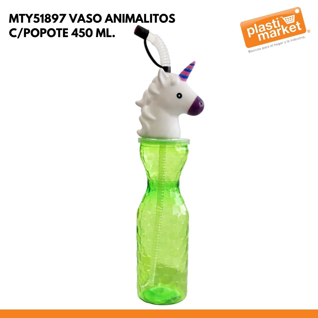 MTY51897 VASO ANIMALITOS C/POPOTE 450 ML.