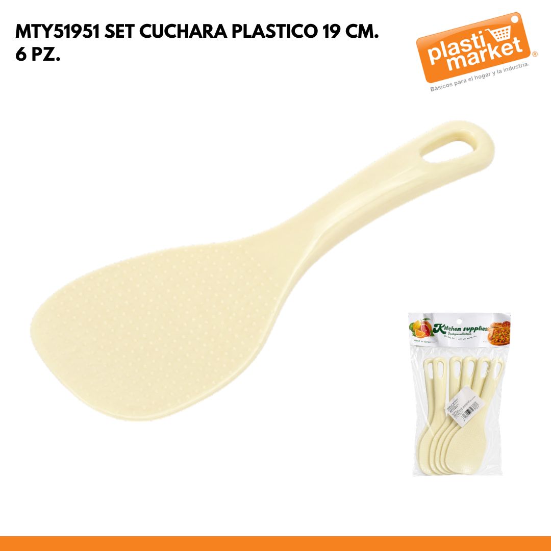 MTY51951 SET CUCHARA PLASTICO 19 CM. 6 PZ.