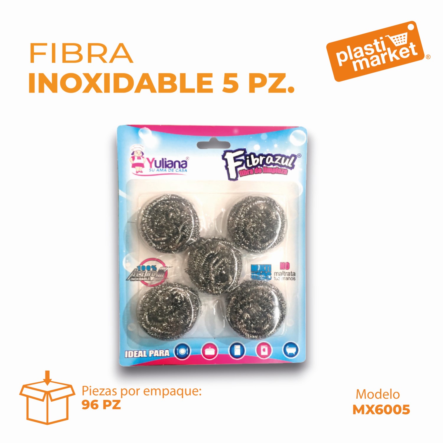 MX-6005 FIBRA INOXIDABLE 5 PZ.