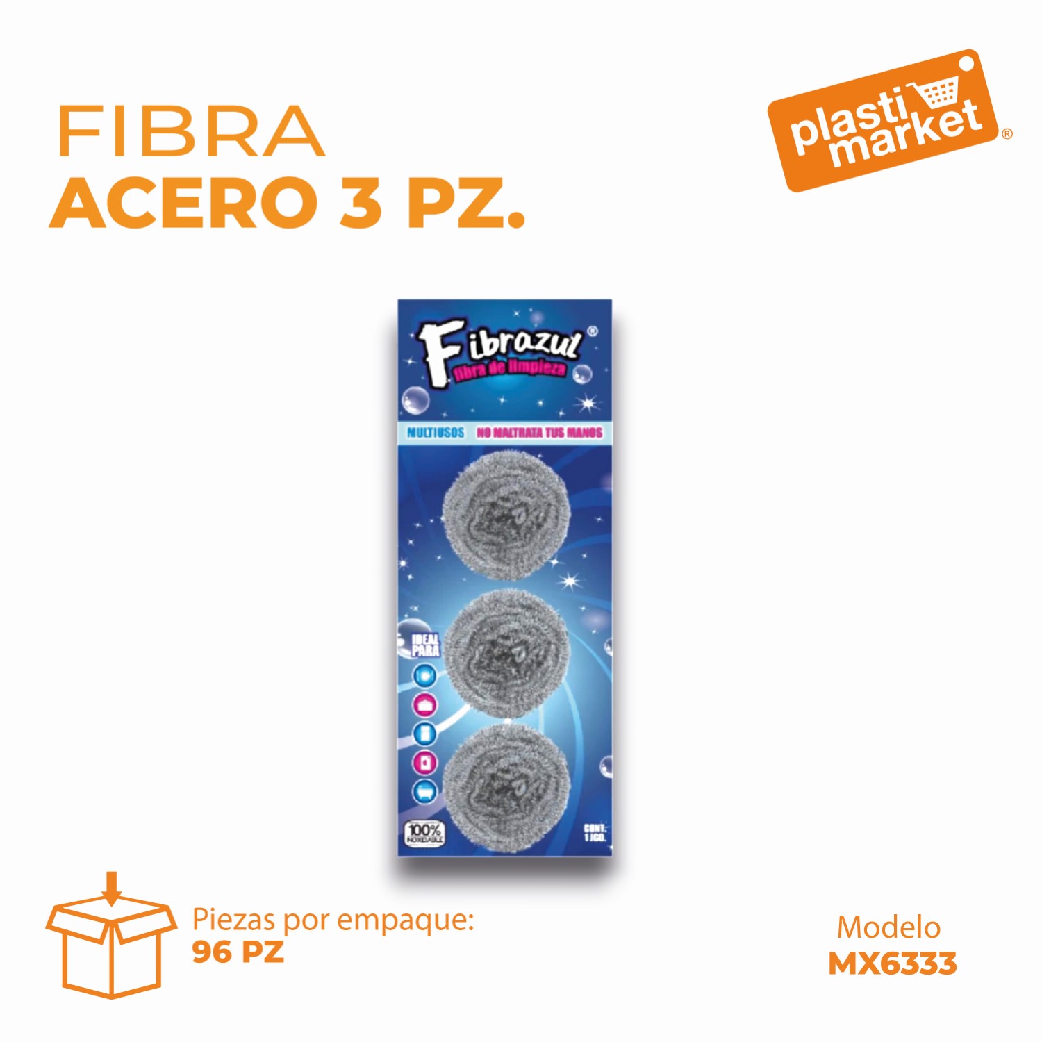 MX-6333 FIBRA ACERO 3 PZ.