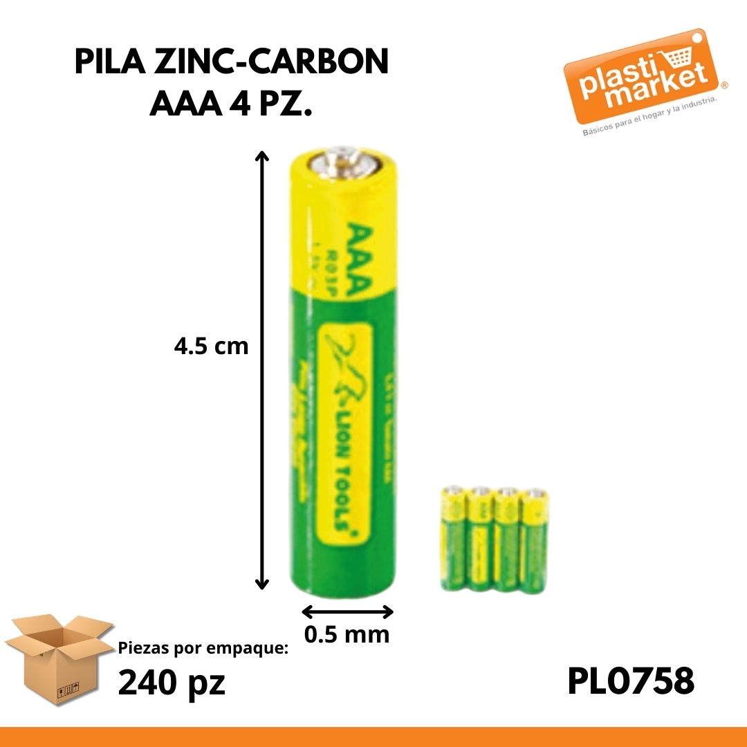 0758 PILA ZINC-CARBON AAA 4 PZ.