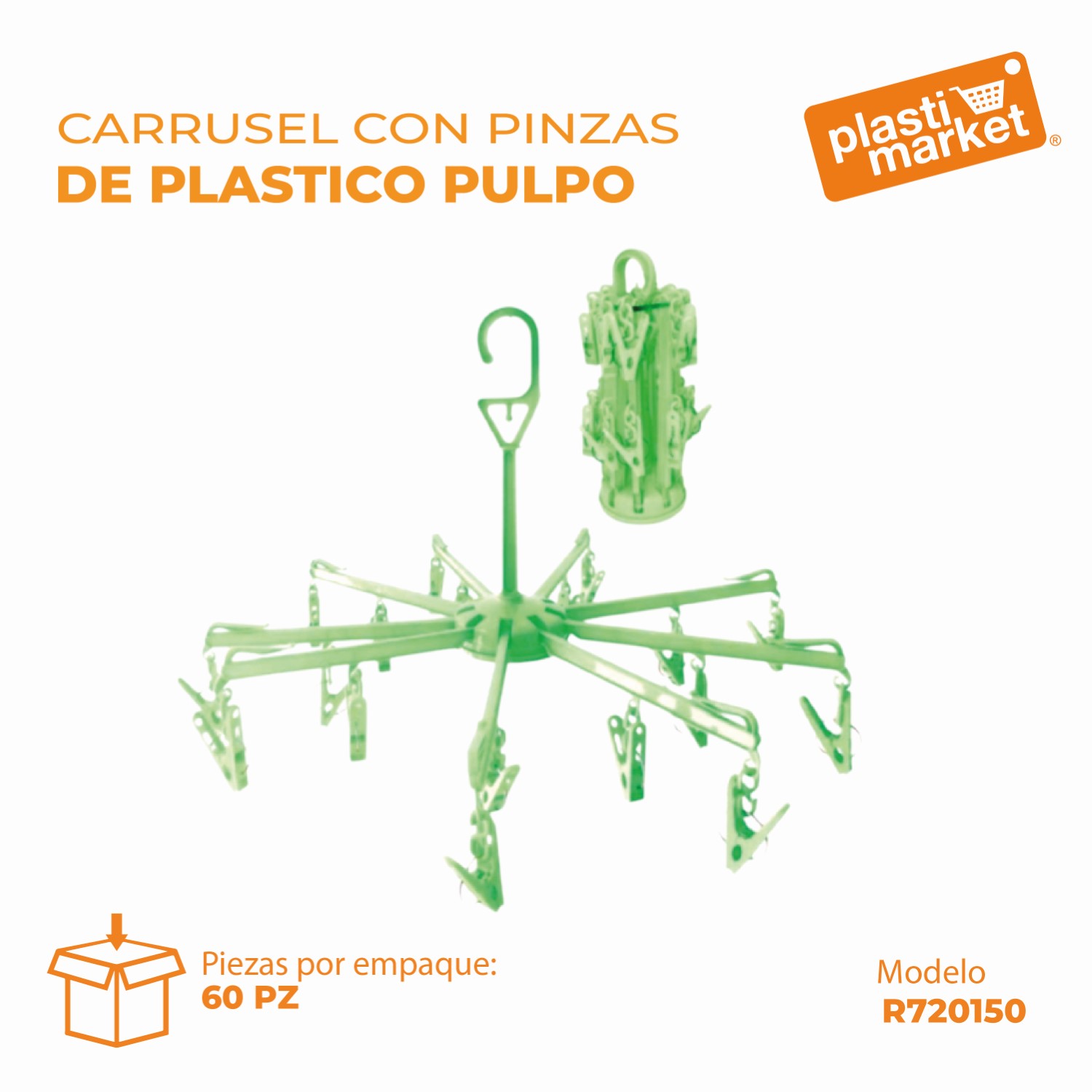 R-720150 CARRUSEL CON PINZAS DE PLASTICO PULPO