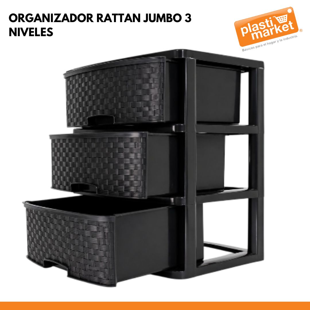 ORGANIZADOR RATTAN JUMBO 3 NIVELES