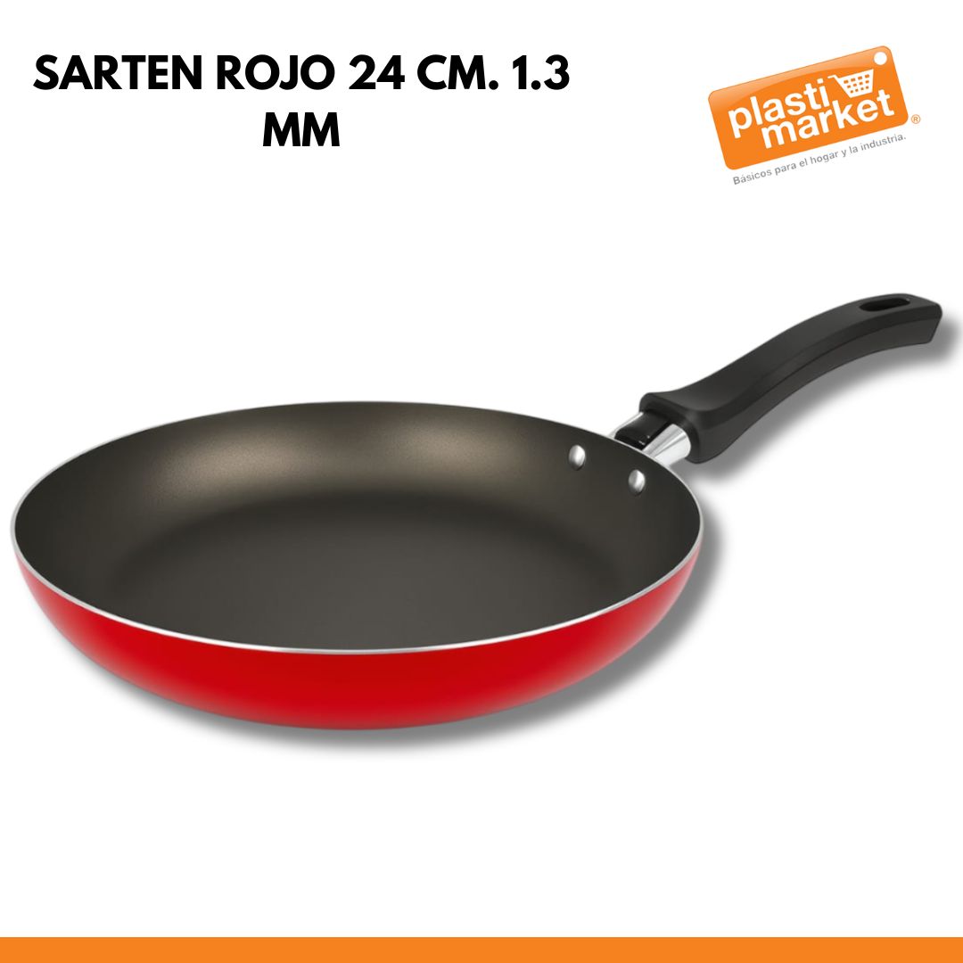 SARTEN ROJO 24 CM. 1.3 MM
