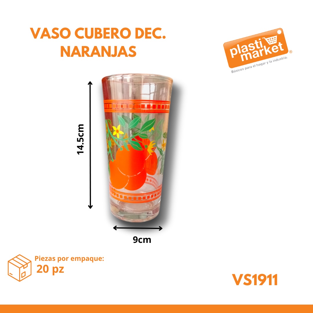 1911 VASO CUBERO DEC. NARANJAS
