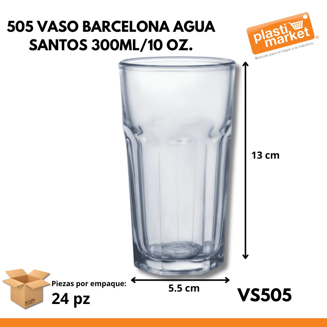 505 VASO BARCELONA AGUA SANTOS 300ML/10 OZ.