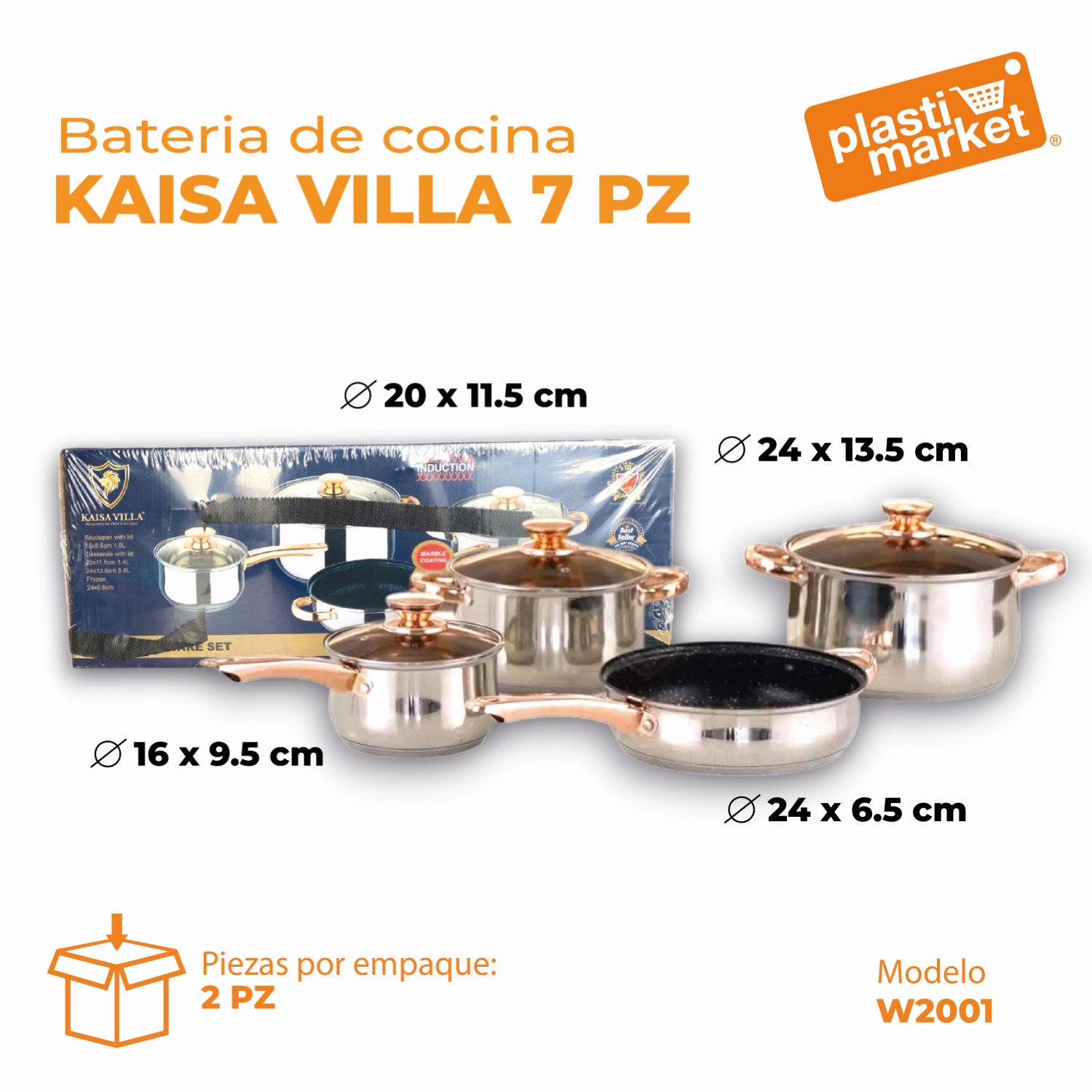 W2001 BATERIA DE COCINA KAISA VILLA 7 PZ.