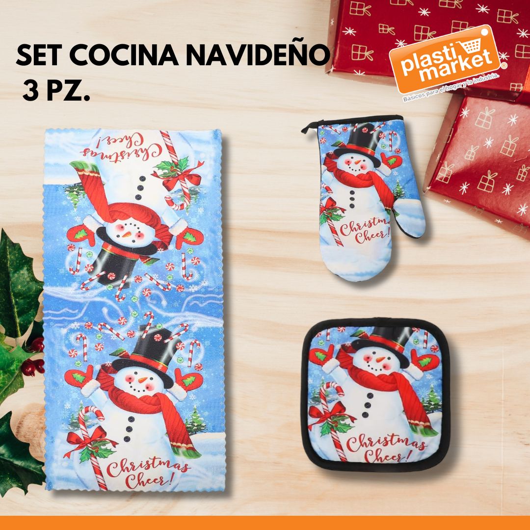 XM22233 SET COCINA NAVIDEÑO 3 PZ.