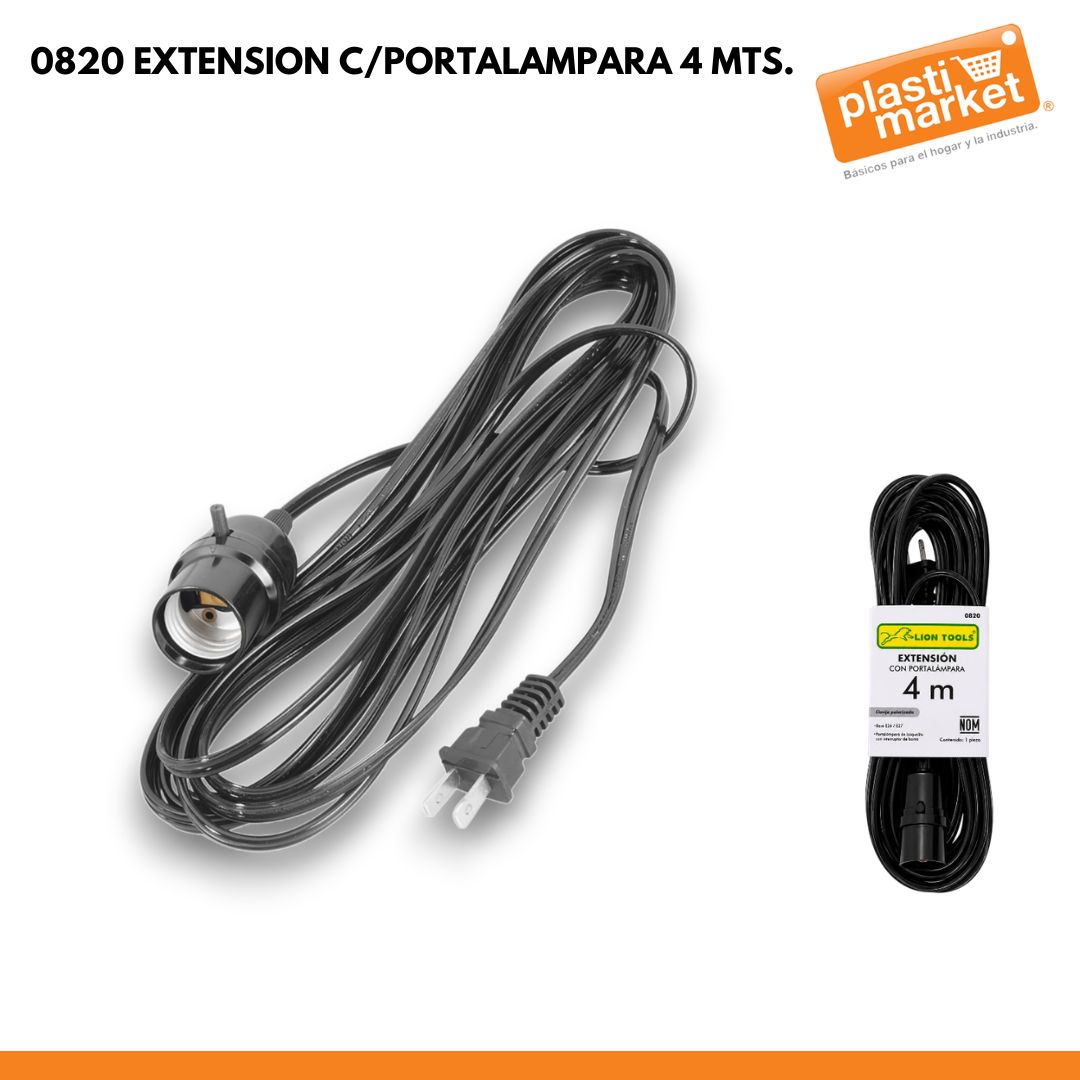 0820 EXTENSION C/PORTALAMPARA 4 MTS.