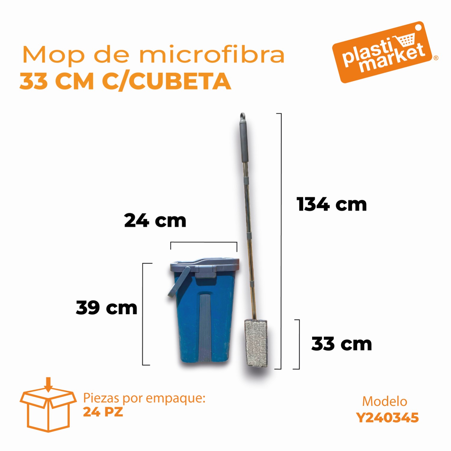 Y240345 MOP DE MICROFIBRA 33 CM. C/CUBETA  "OFERTA"