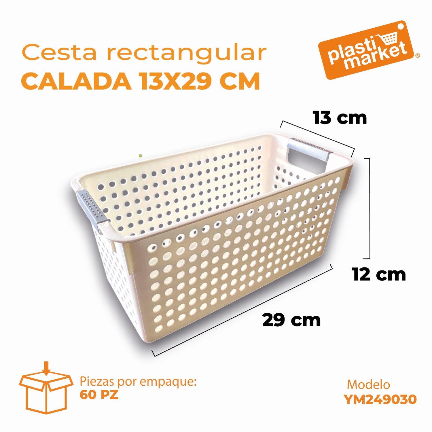 YM249030 CESTA RECTANGULAR CALADA 13X29 CM.