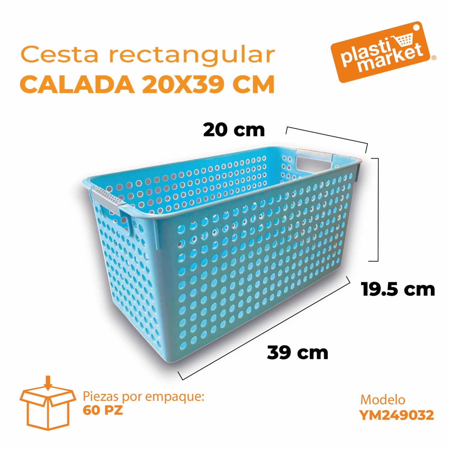 YM249032 CESTA RECTANGULAR CALADA 20X39 CM.