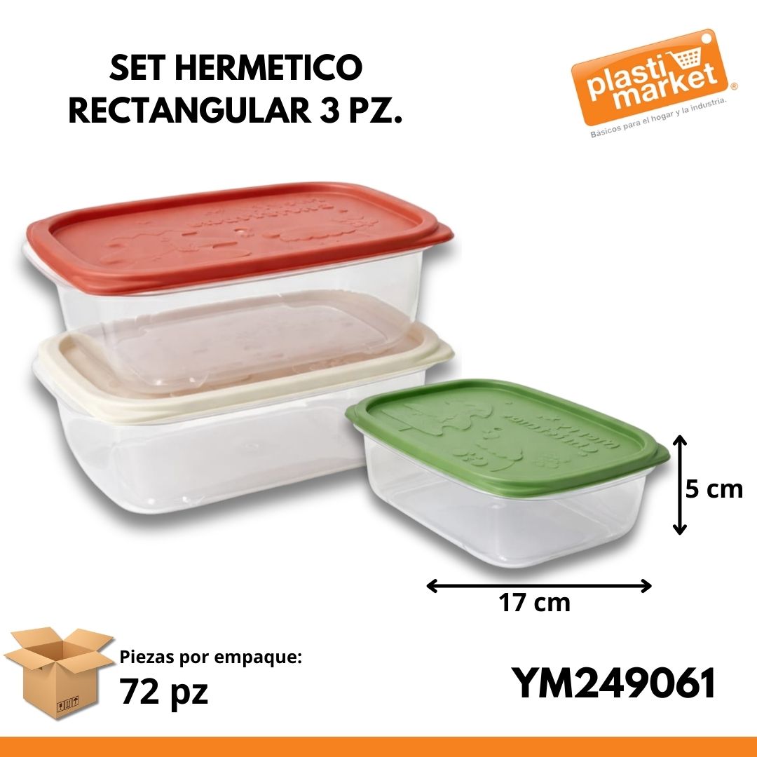 YM249061 SET HERMETICO RECTANGULAR 3 PZ.