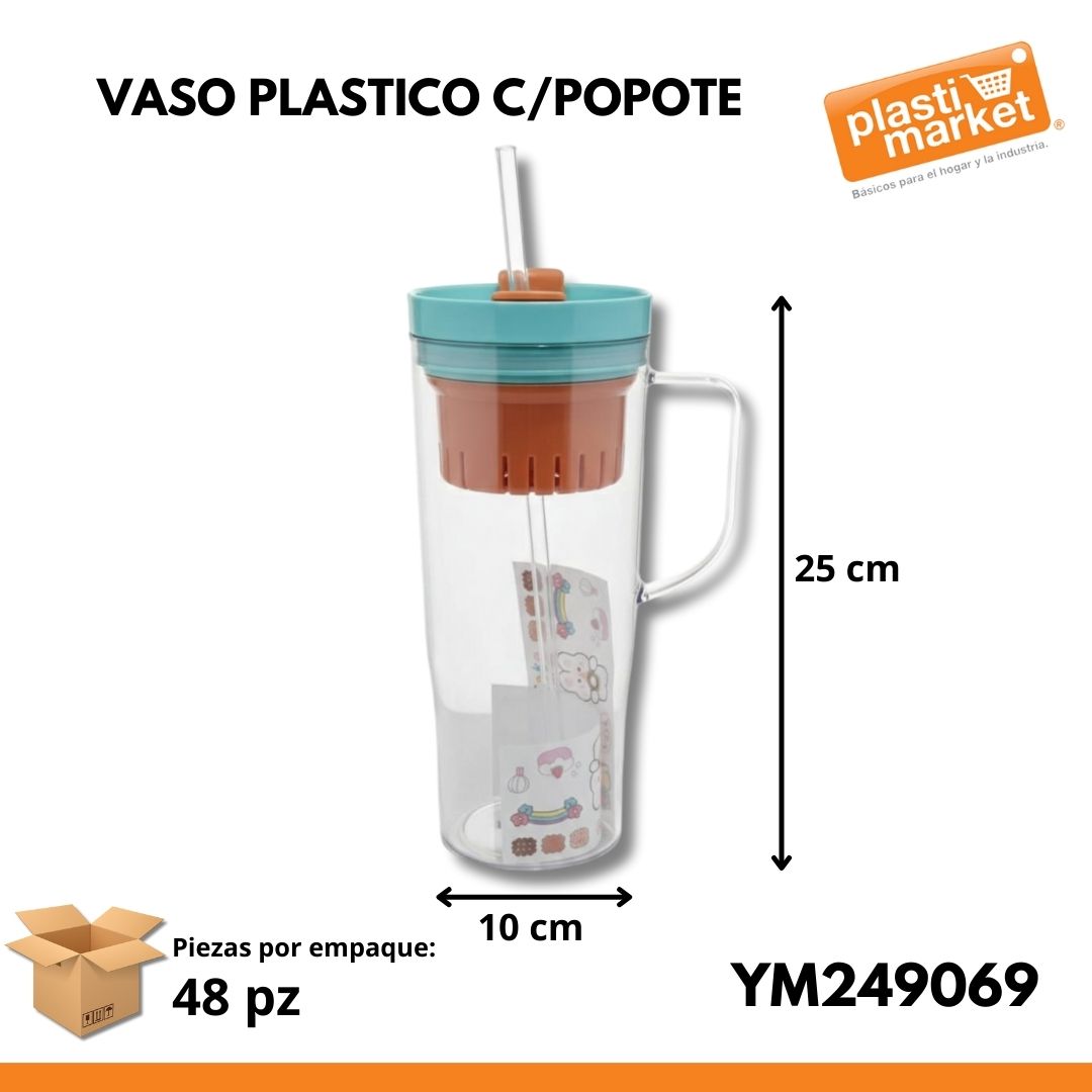 YM249069 VASO PLASTICO C/POPOTE "OFERTA"