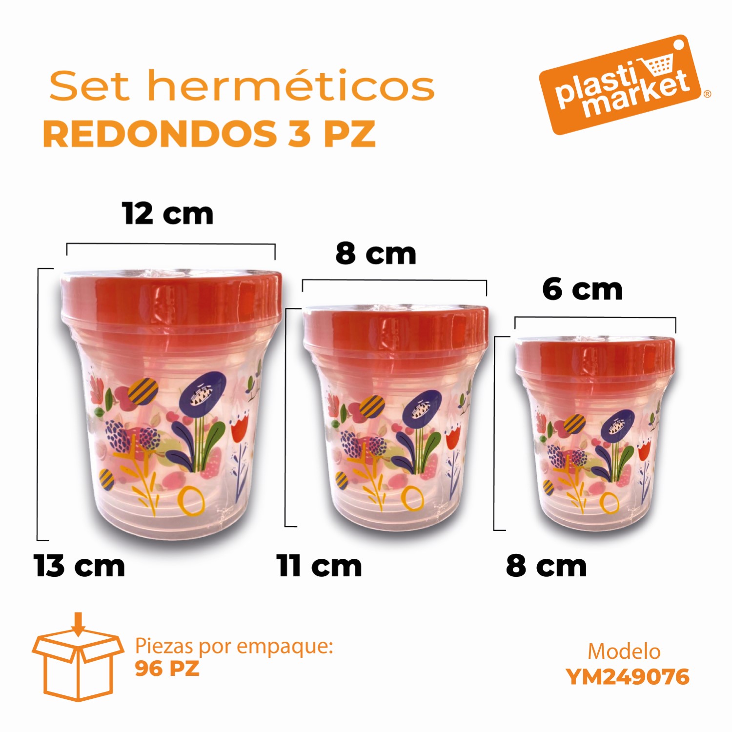 YM249076 SET HERMETICOS REDONDOS 3 PZ.