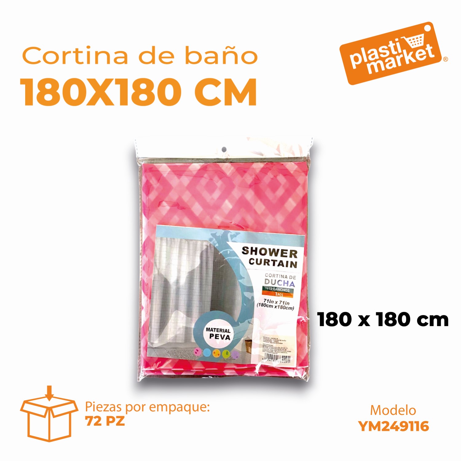 YM249116 CORTINA DE BAÑO 180X180 CM.