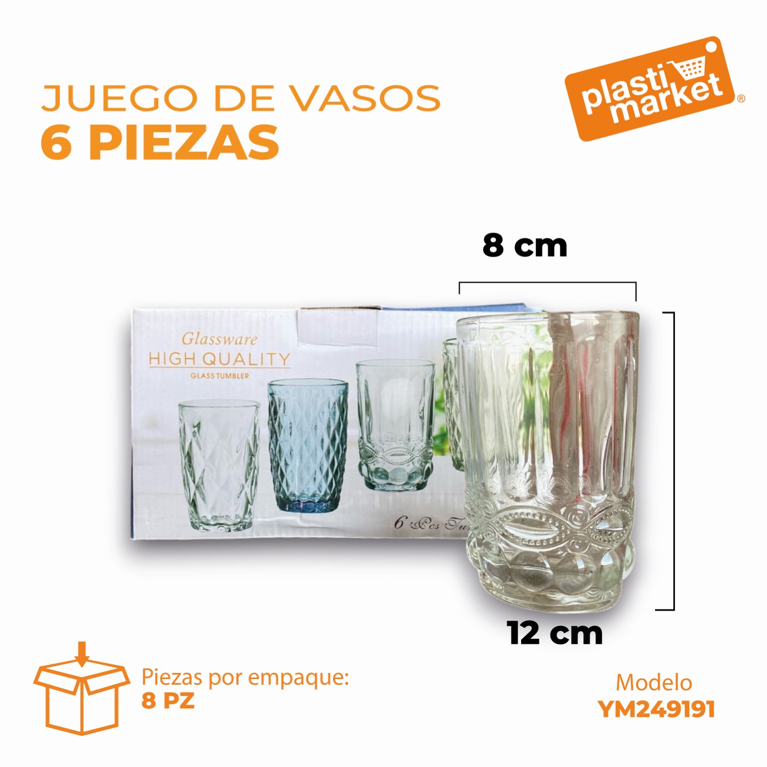 YM249191 JUEGO DE VASOS 6 PZ.+