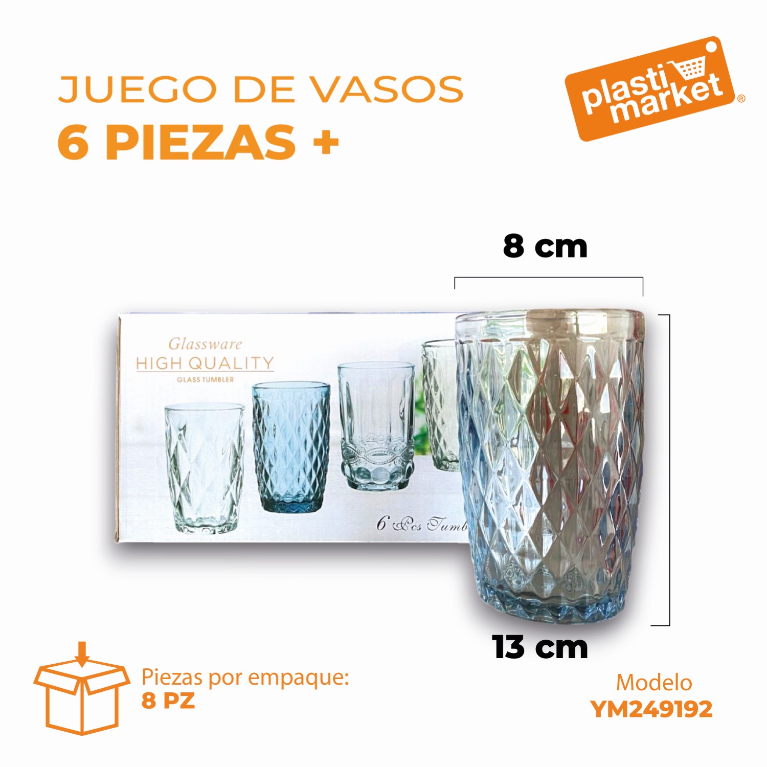 YM249192 JUEGO DE VASOS 6 PZ.+
