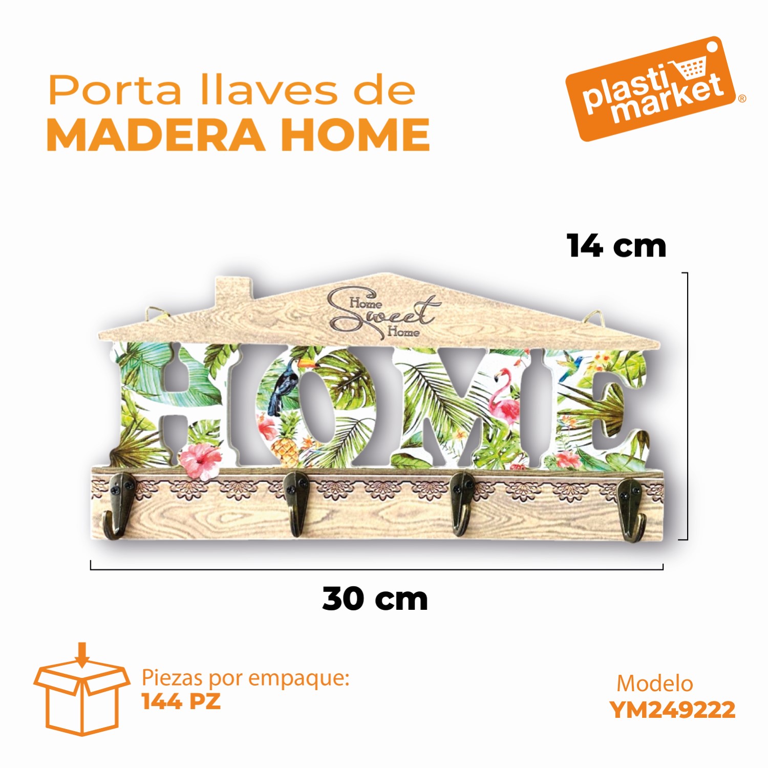 YM249222 PORTA LLAVES DE MADERA HOME