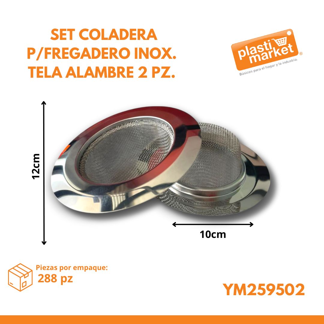 YM259502 SET COLADERA P/FREGADERO INOX. TELA ALAMBRE 2 PZ.